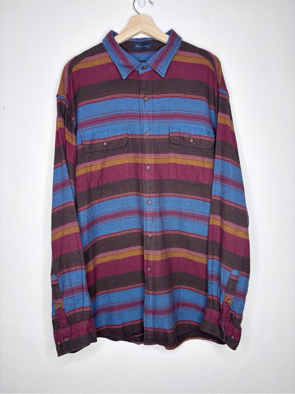 Pendleton Thomas Kay Striped Button Down Textured Cotton Shirt Size XXL